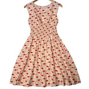 Kate Spade Flamingo Blaire Silk Boat Neck Dress sz 4 Preppy Coquette Barbie Chic